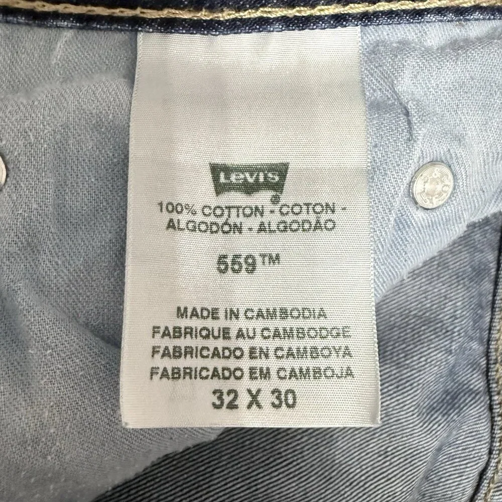 Levi's 559 Blue Denim Jeans Men's Size 32x30 Straight 100% Cotton